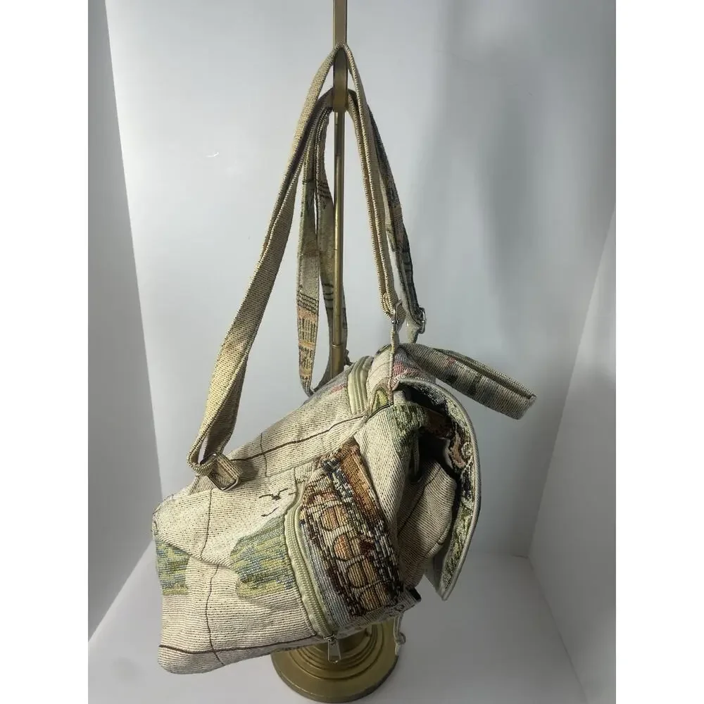 Vintage Venizia Italy Tapestry Mini Backpack Bag Purse Travel Souvenir